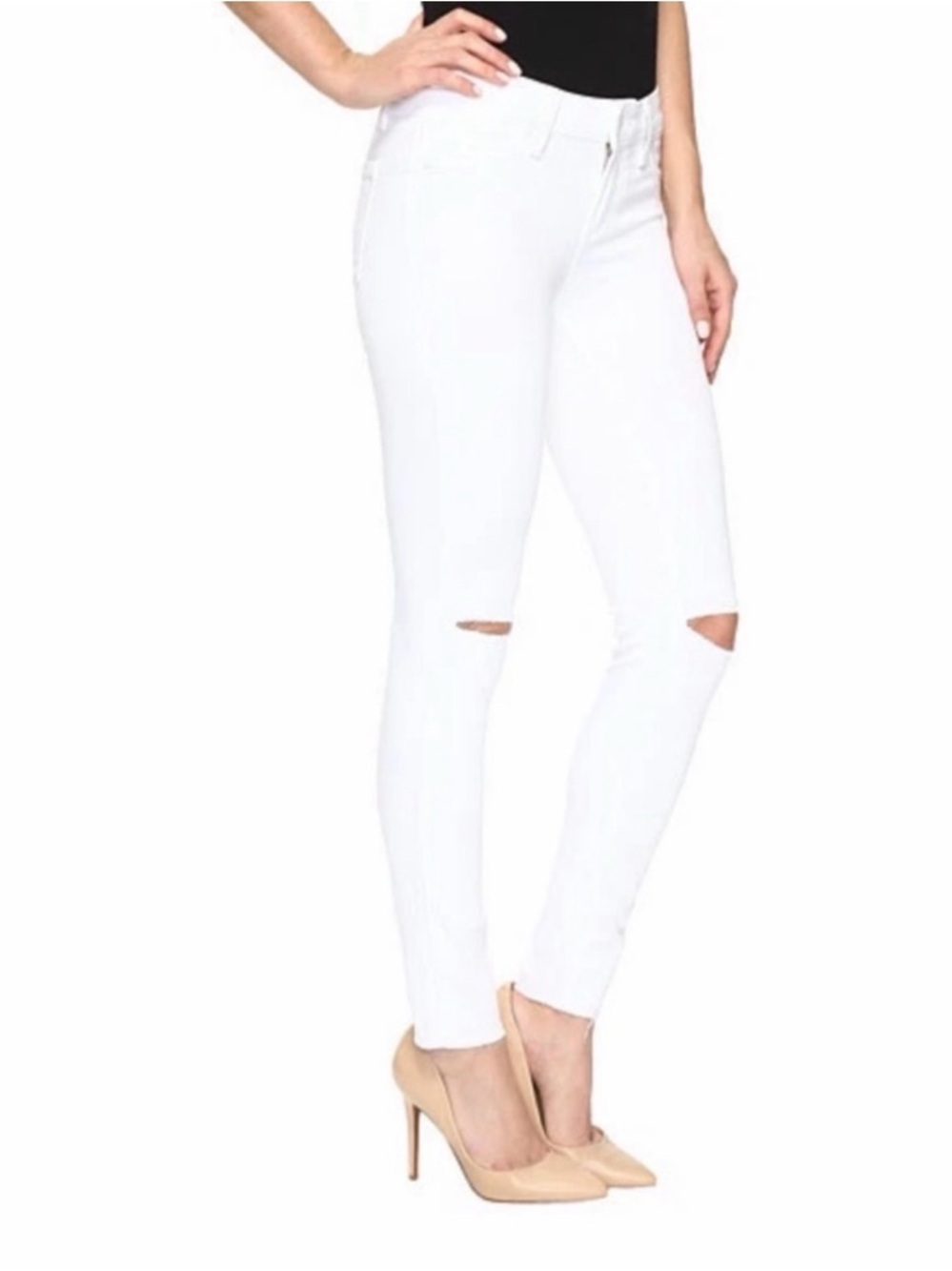 💗 Paige- White Women's Skinny Ripped Knee Jeans- Size 28